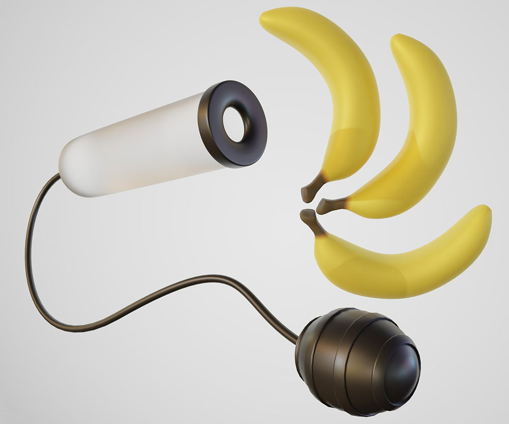 Drei Bananen und eine Penispumpe